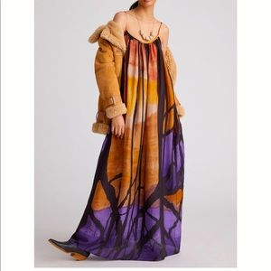 Anthropologie Abstract silk maxi dress.